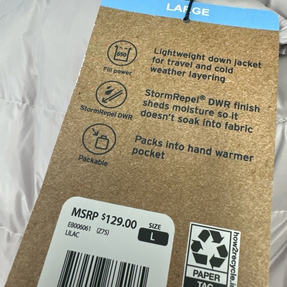 Eddie Bauer Women's Lightweight Packable Puffer Jacket 650 Down Large - Picture 4 of 6